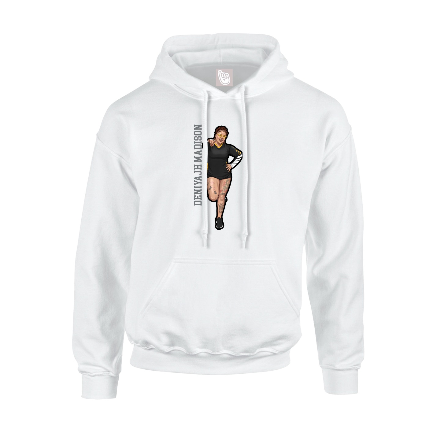 Hoodie — Name Vertical in White