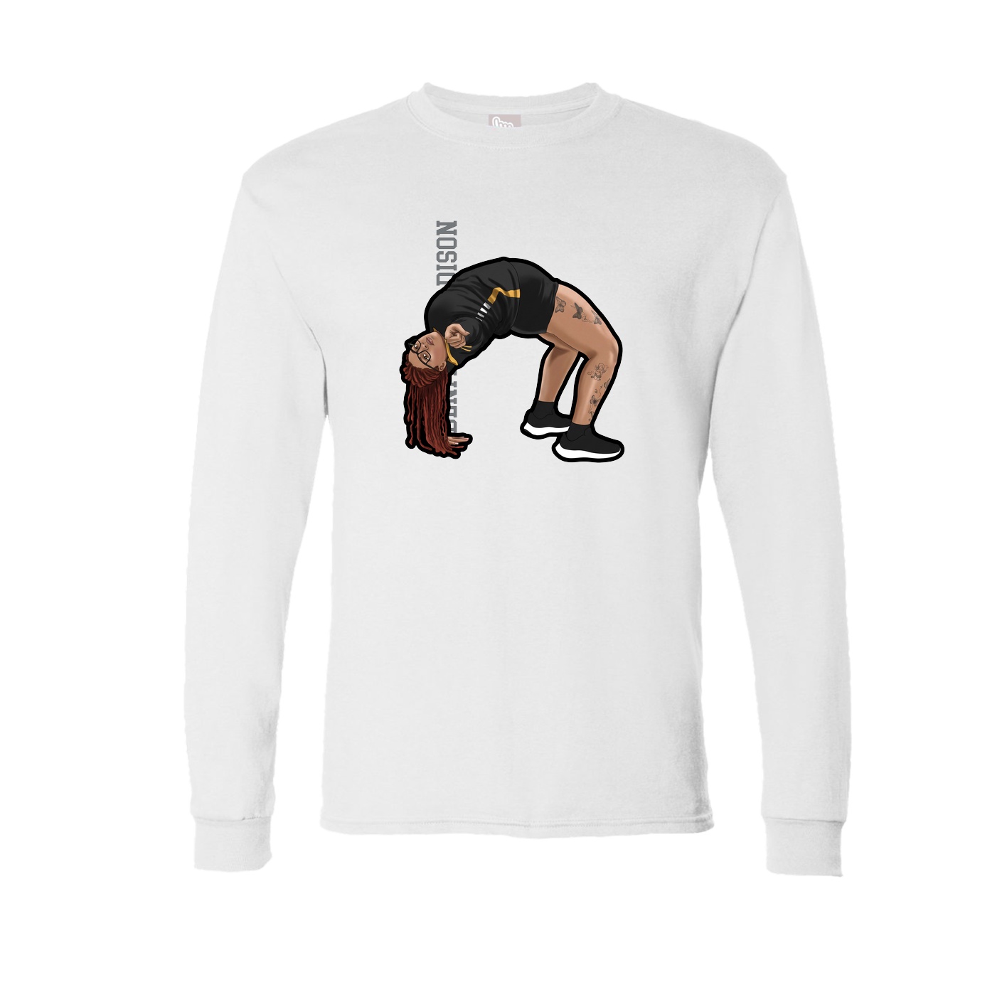 Long Sleeve Tee — Name Vertical in White