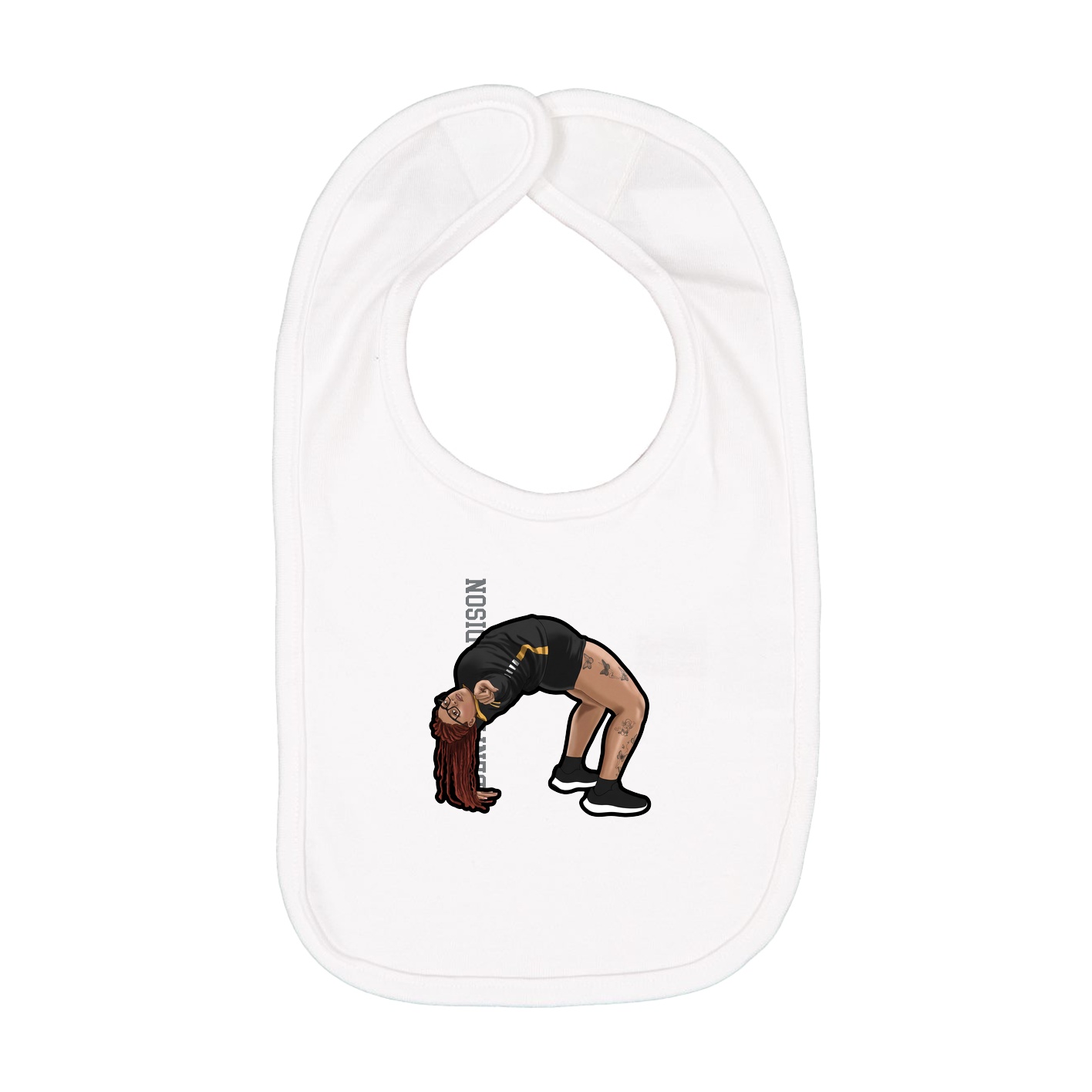Infant Bib — Name Vertical in White