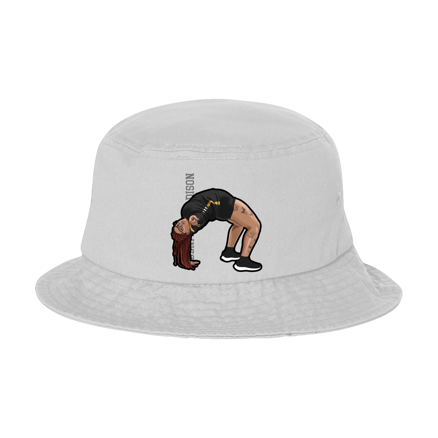 Bucket Cap — Name Vertical in White