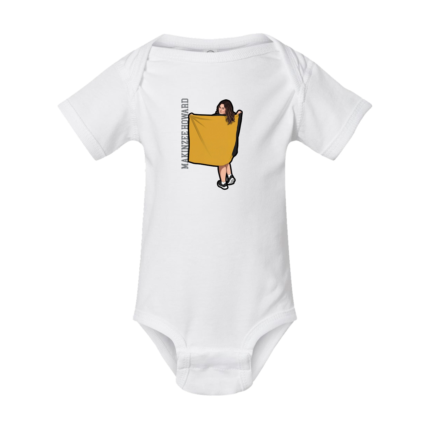 Baby Onesie — Name Vertical in White