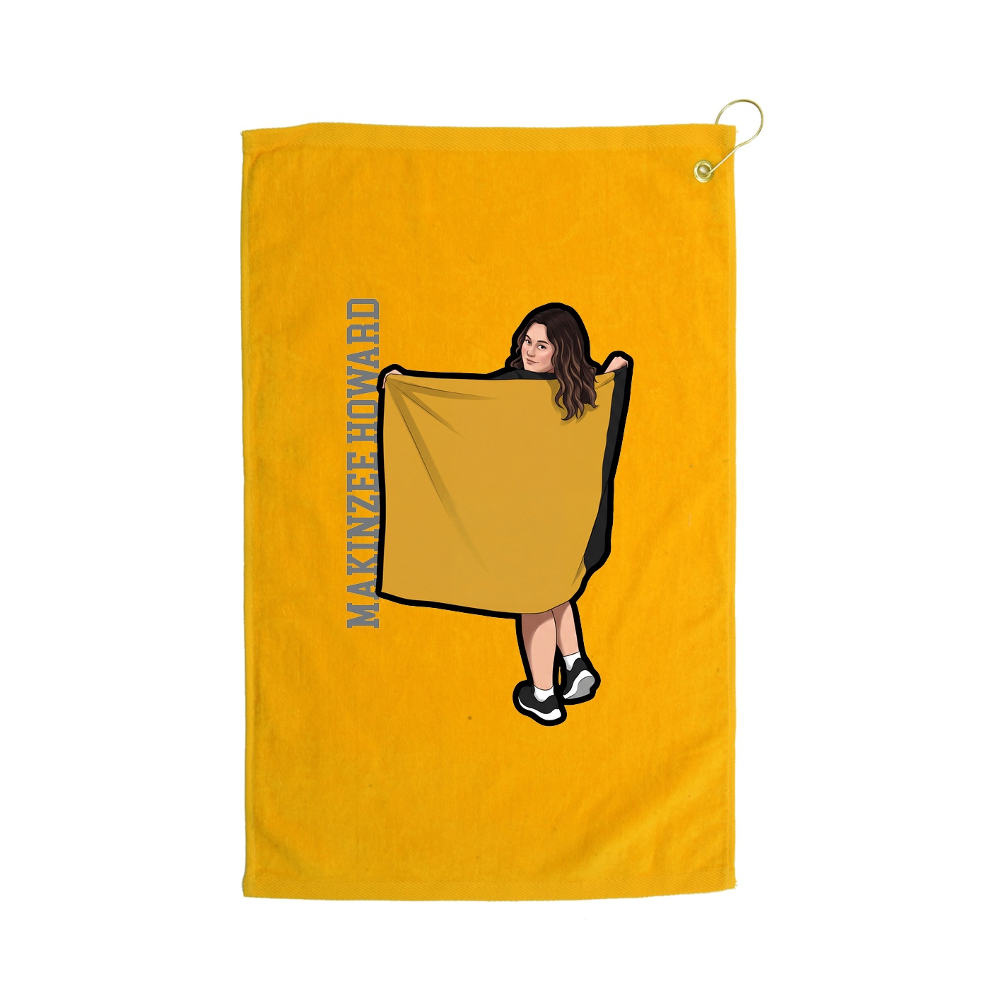 Golf Towel — Name Vertical in Gold