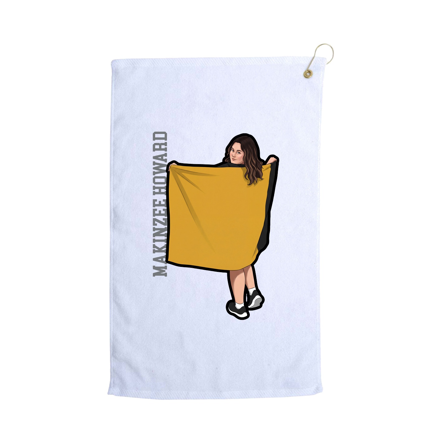 Golf Towel — Name Vertical in White