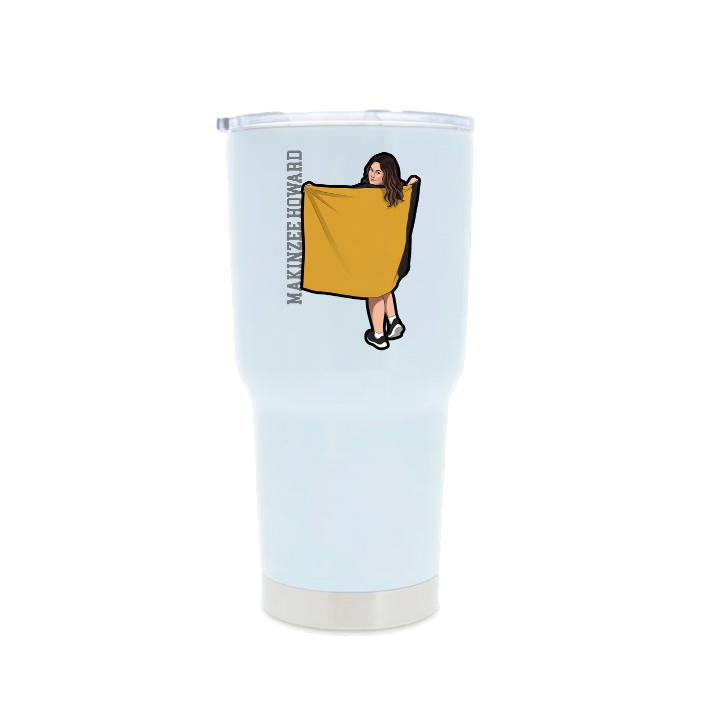 30oz Stainless Steel Tumbler — Name Vertical in White