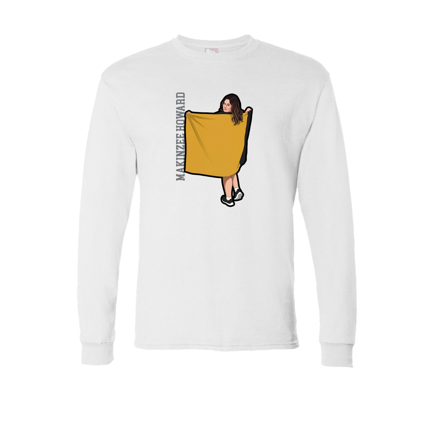 Long Sleeve Tee — Name Vertical in White
