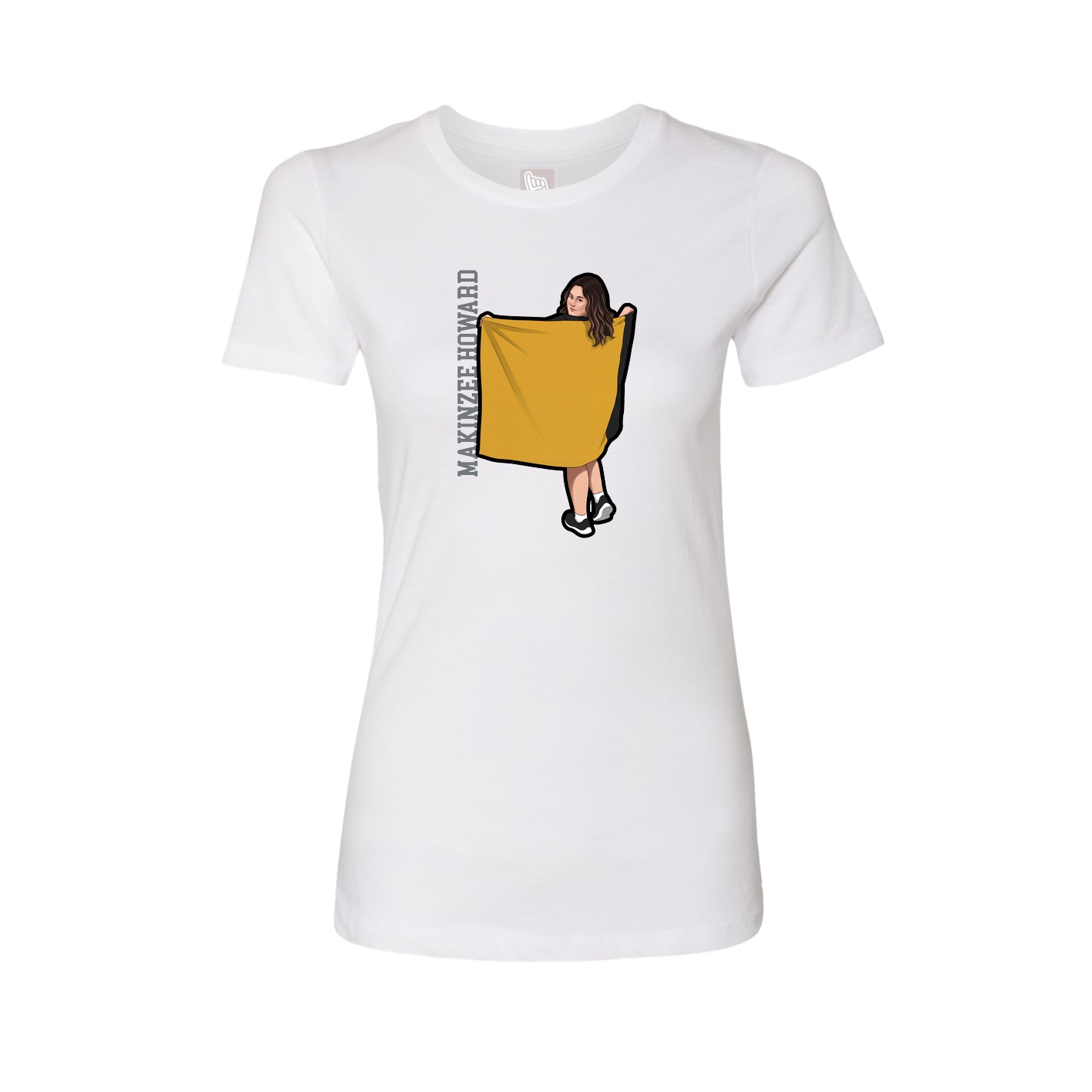 Womens Tee — Name Vertical in White