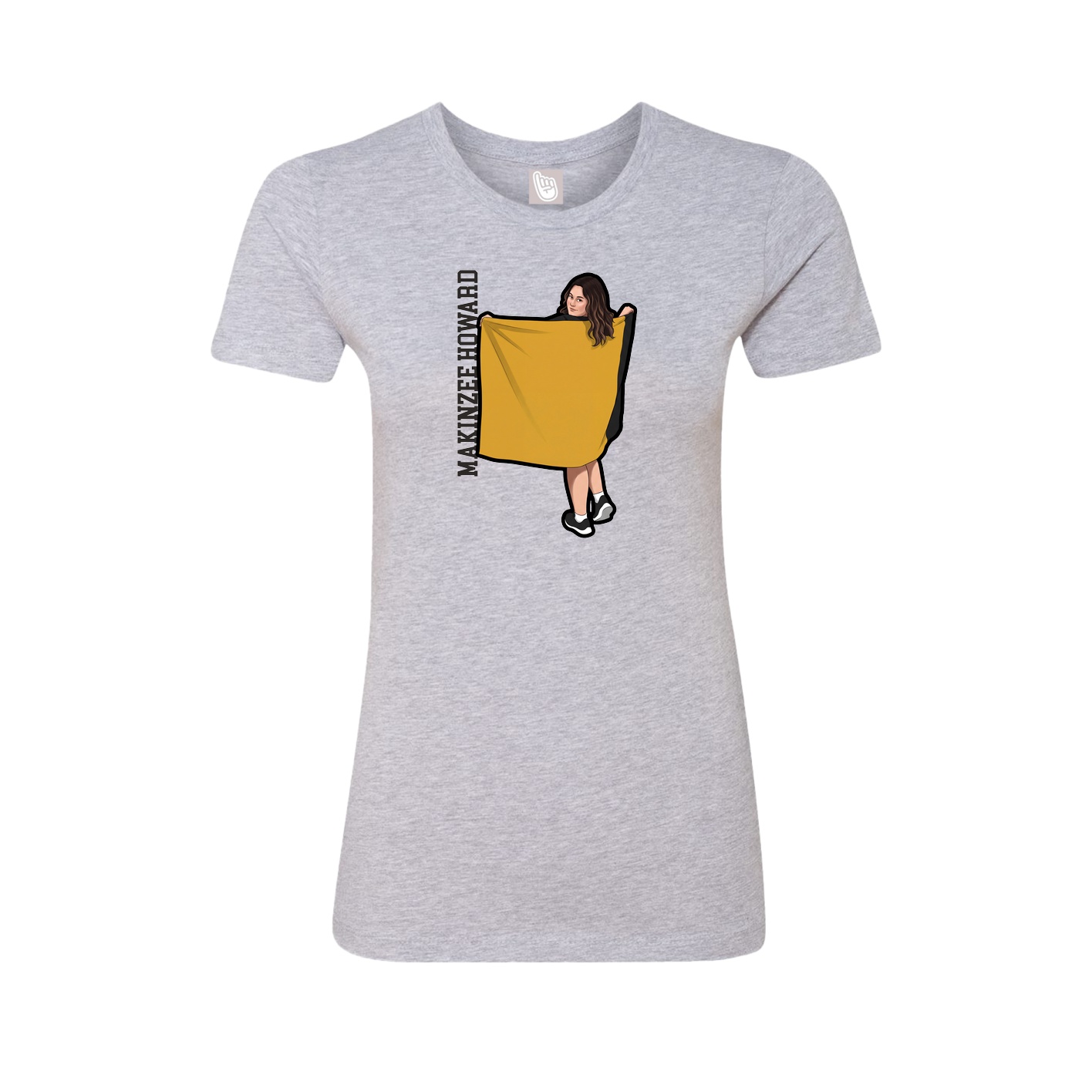 Womens Tee — Name Vertical in Grey