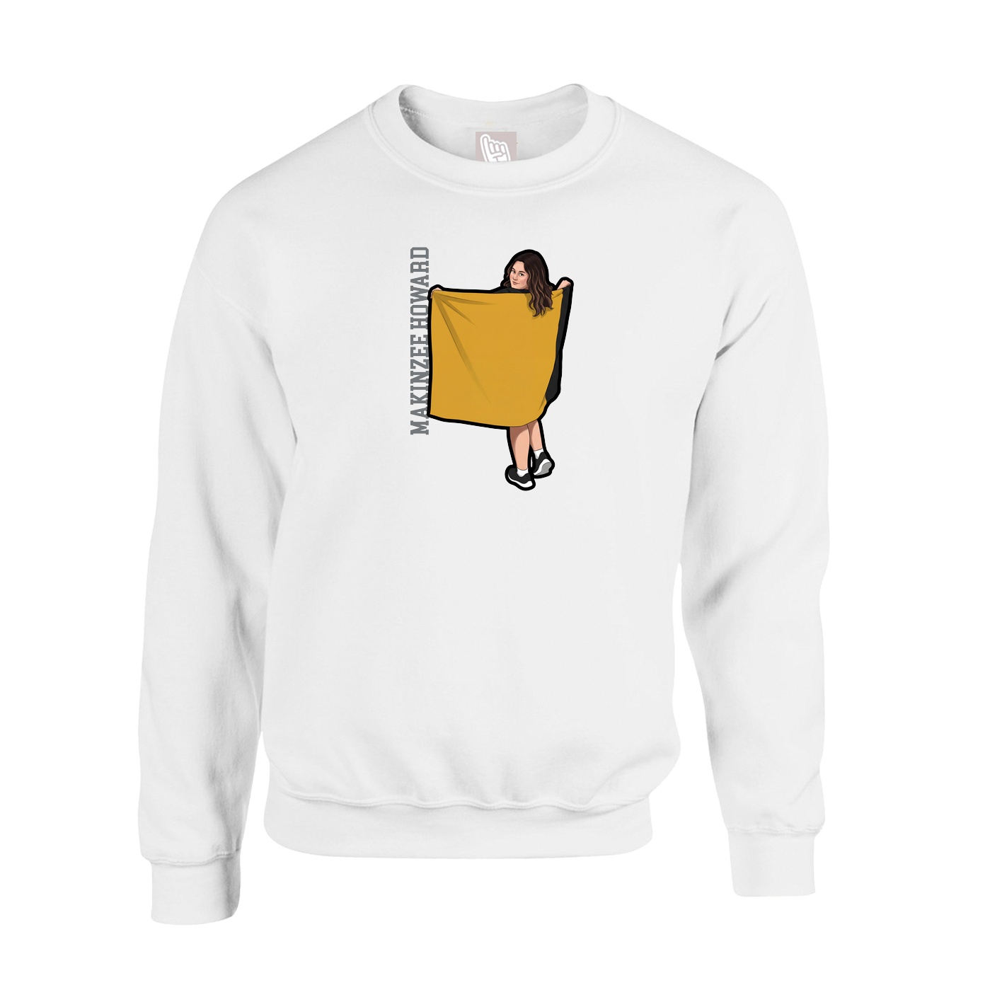 Fleece Crew — Name Vertical in White