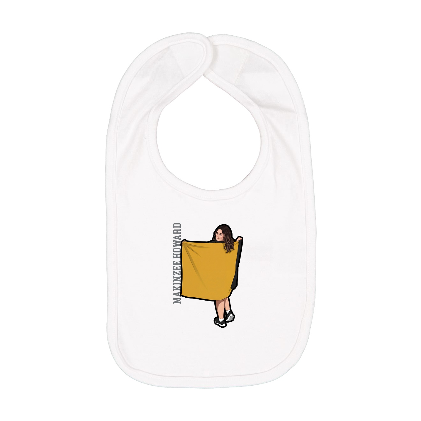 Infant Bib — Name Vertical in White