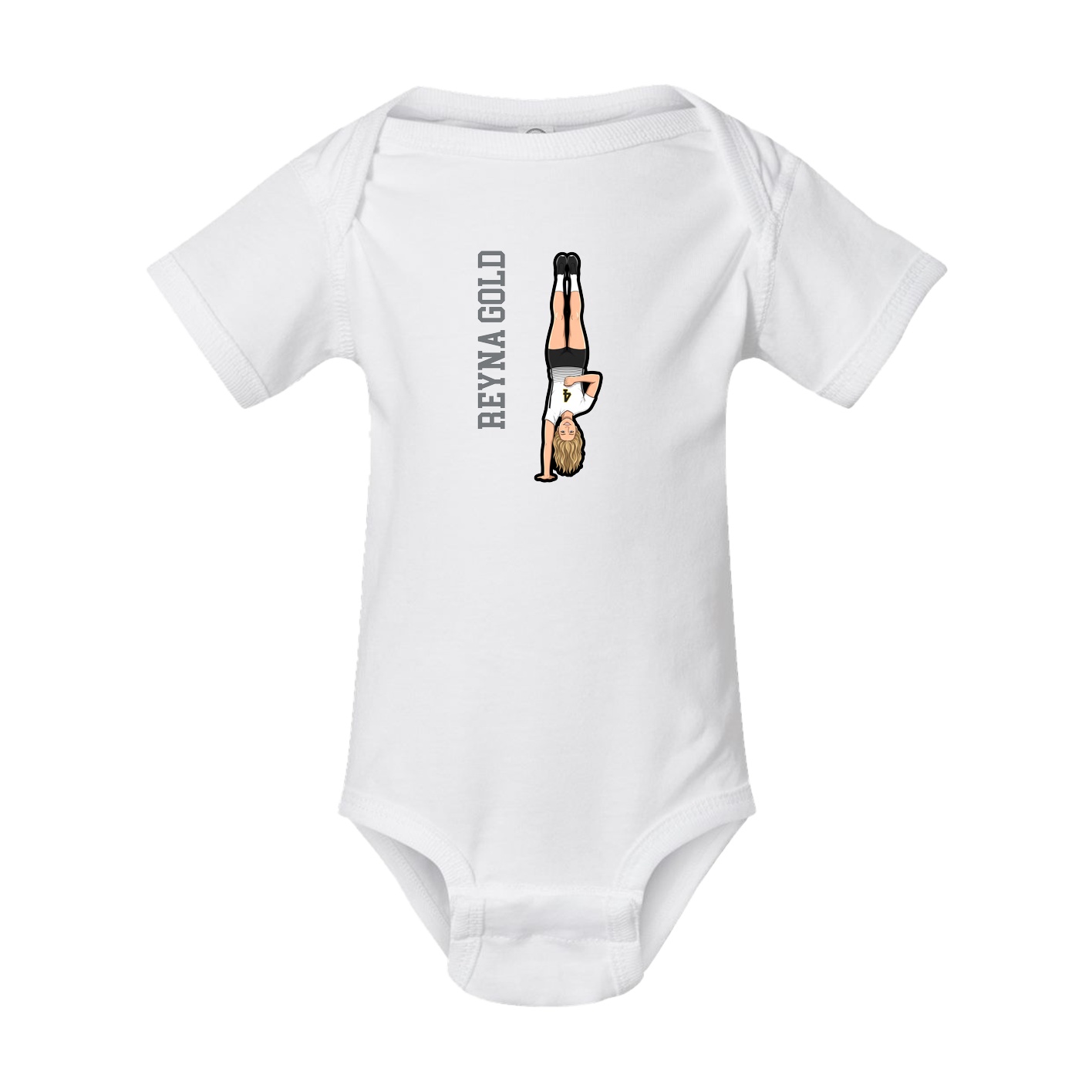 Baby Onesie — Name Vertical in White