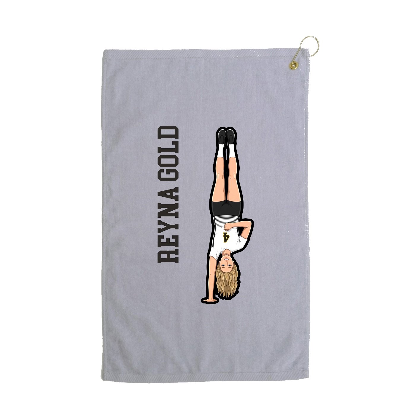 Golf Towel — Name Vertical in Grey