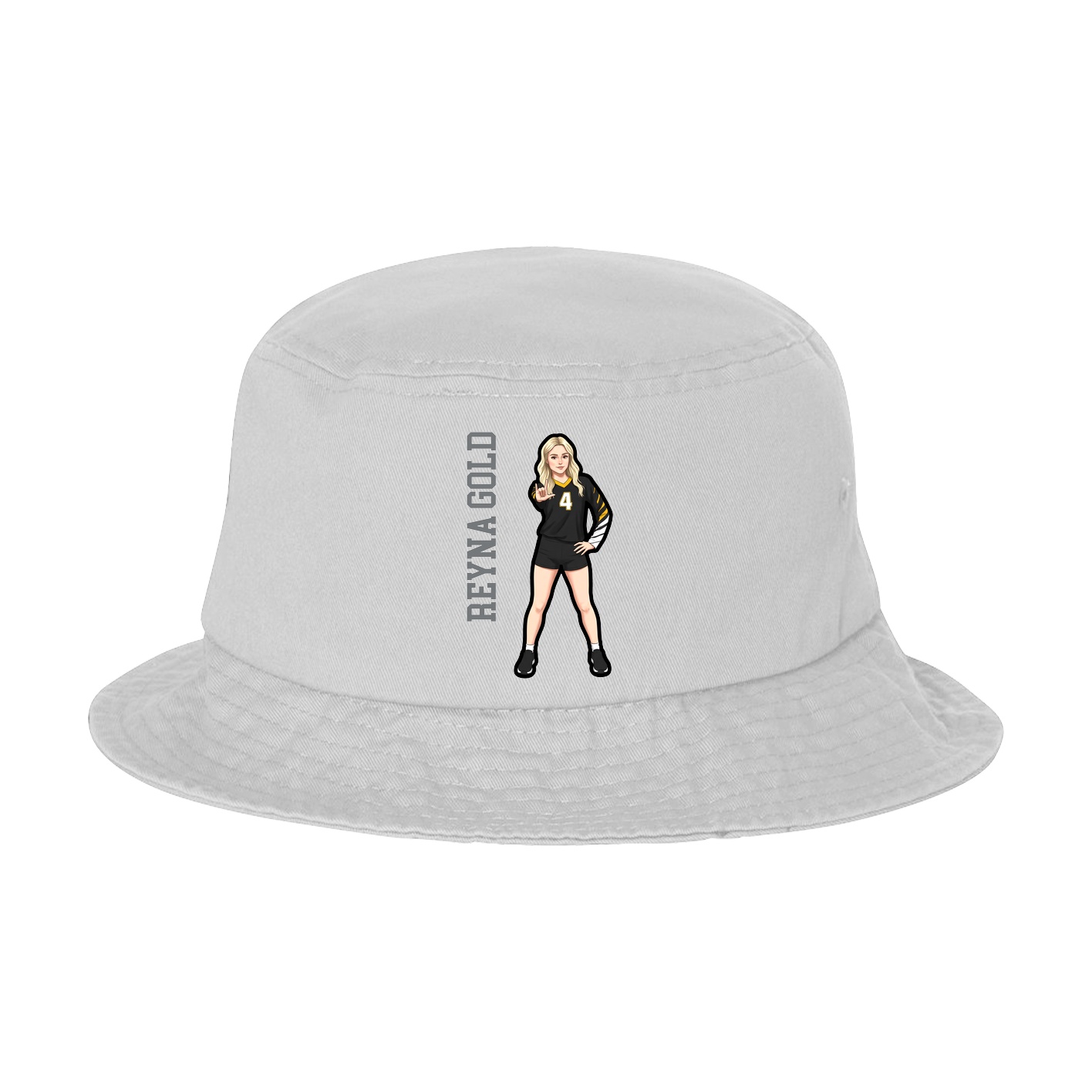 Bucket Cap — Name Vertical in White