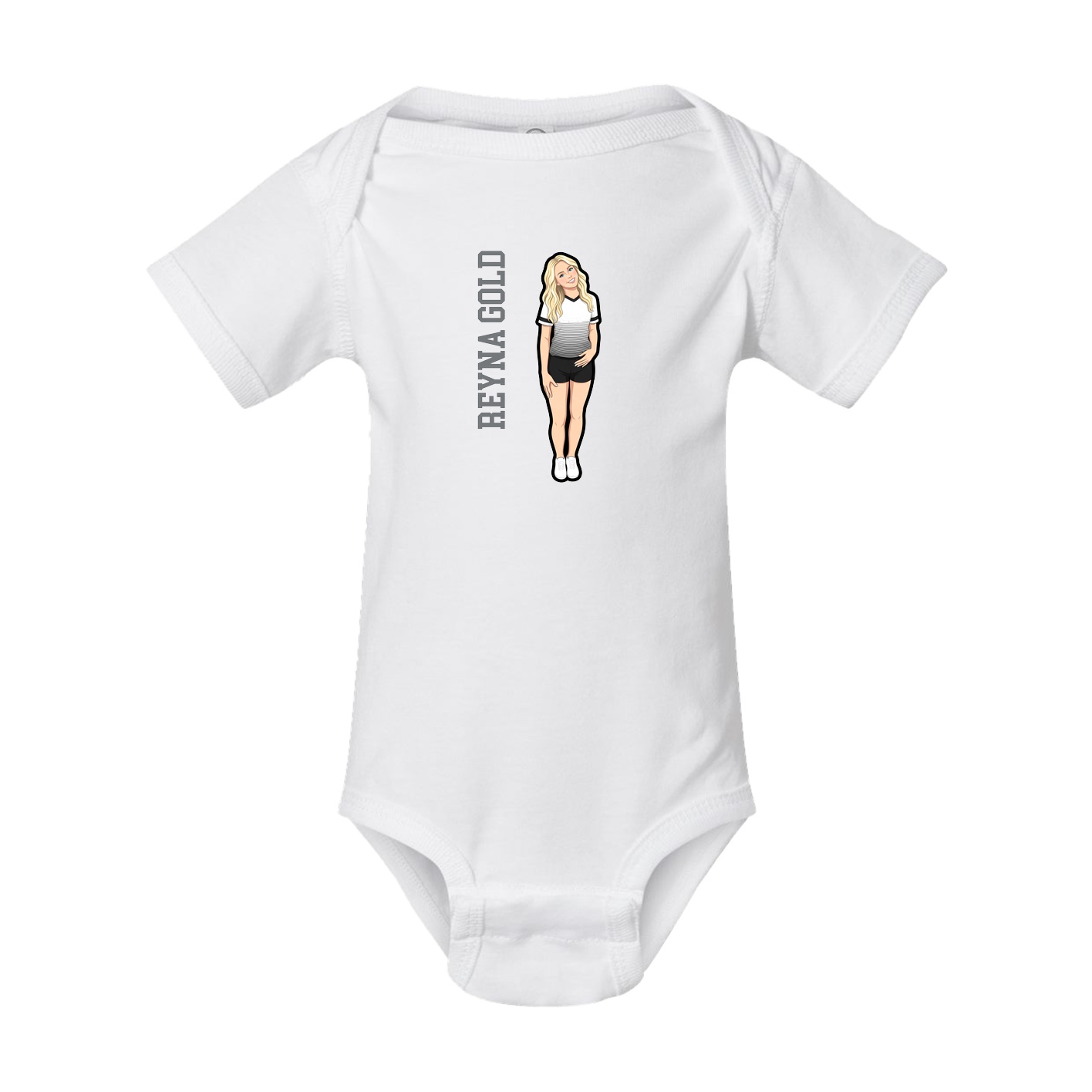 Baby Onesie — Name Vertical in White