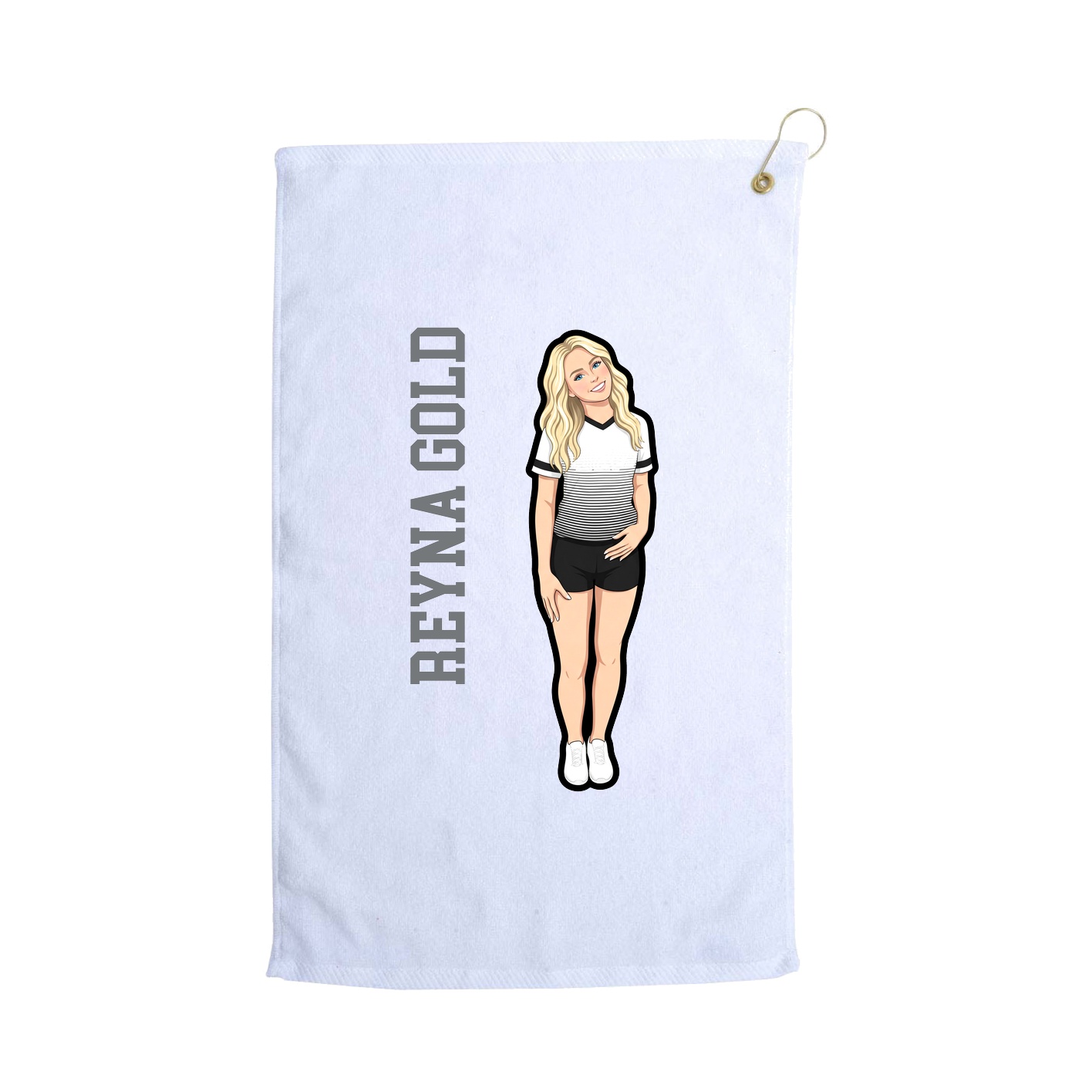 Golf Towel — Name Vertical in White