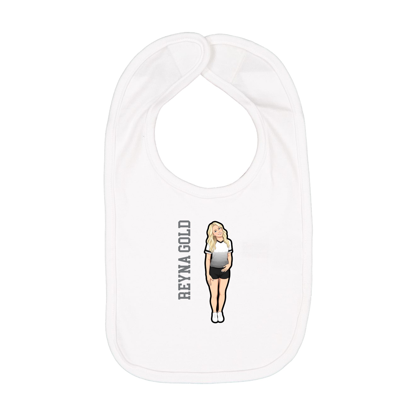 Infant Bib — Name Vertical in White