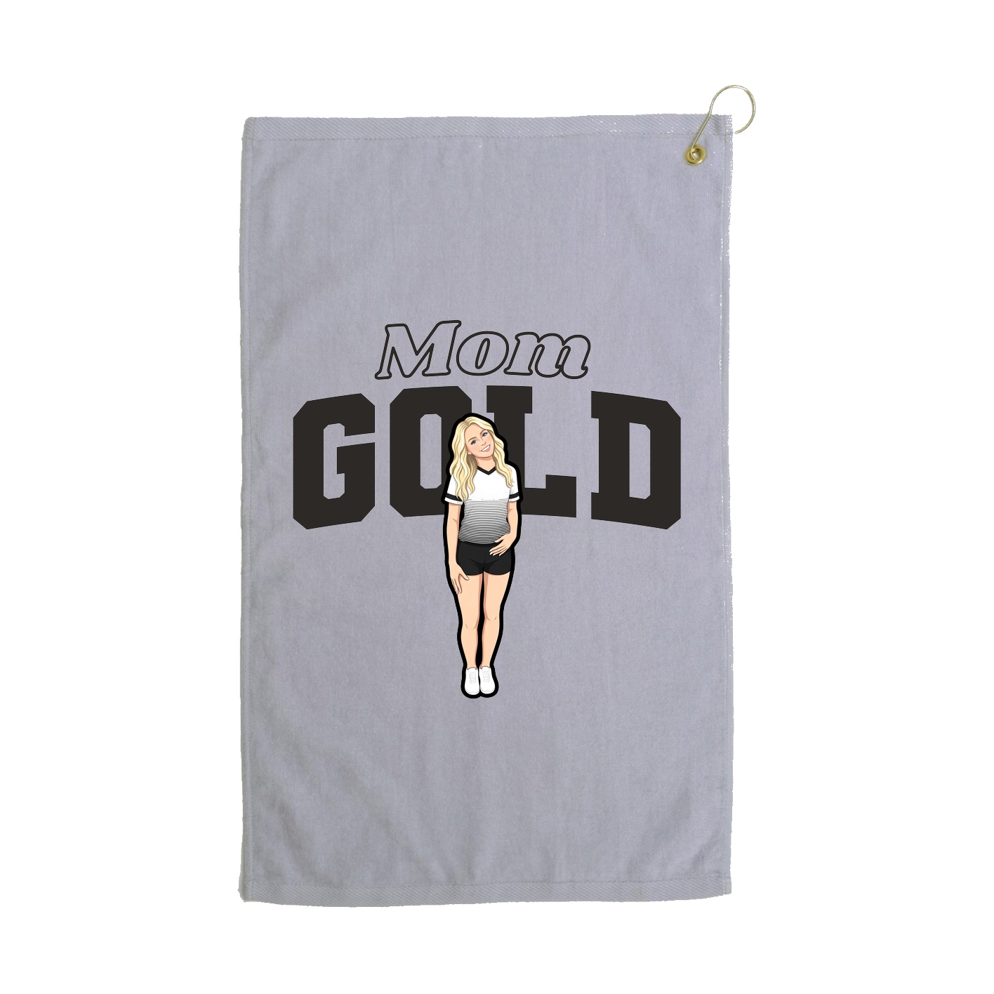 Golf Towel — Mothers Day Block in Grey