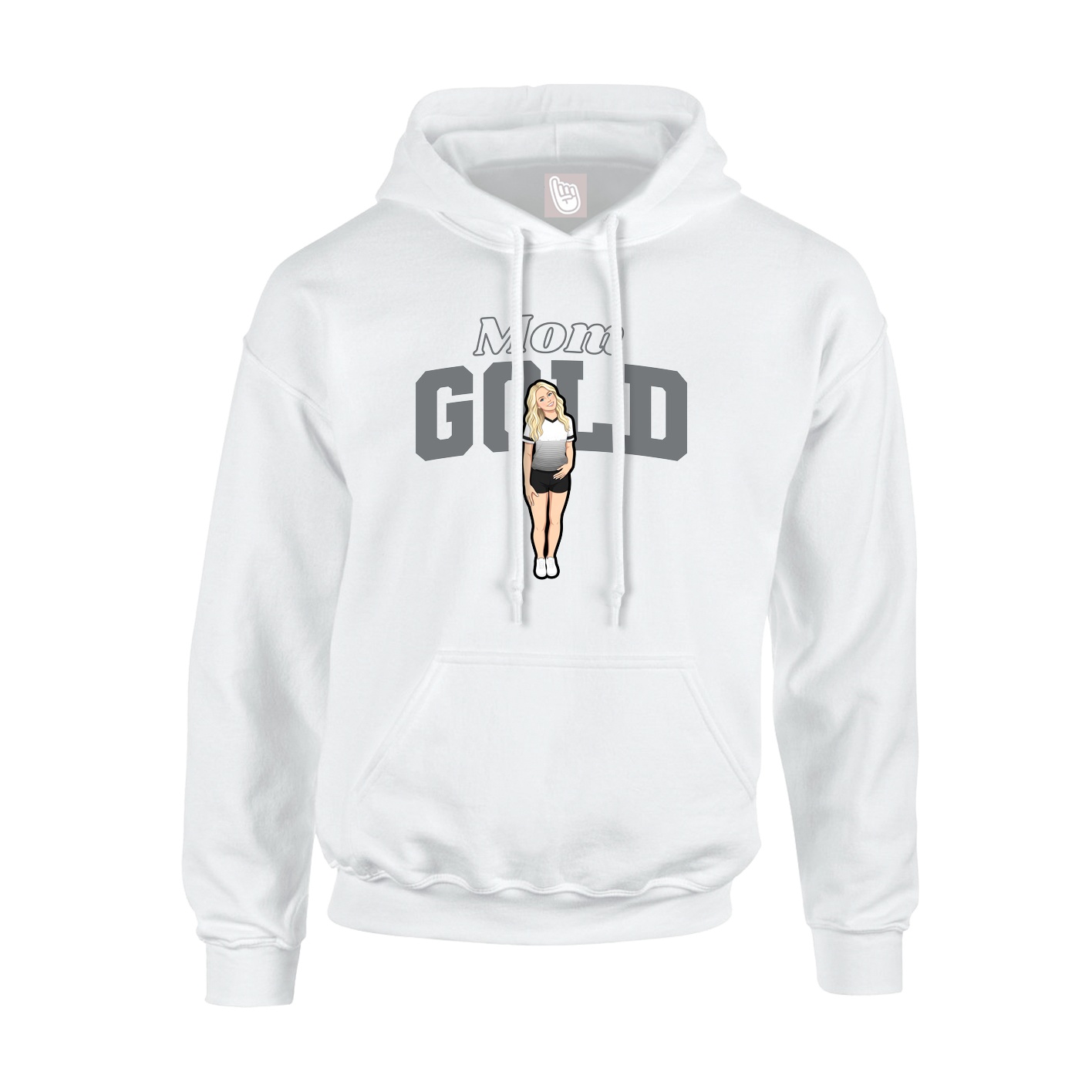 Youth Hoodie — Mothers Day Block in White