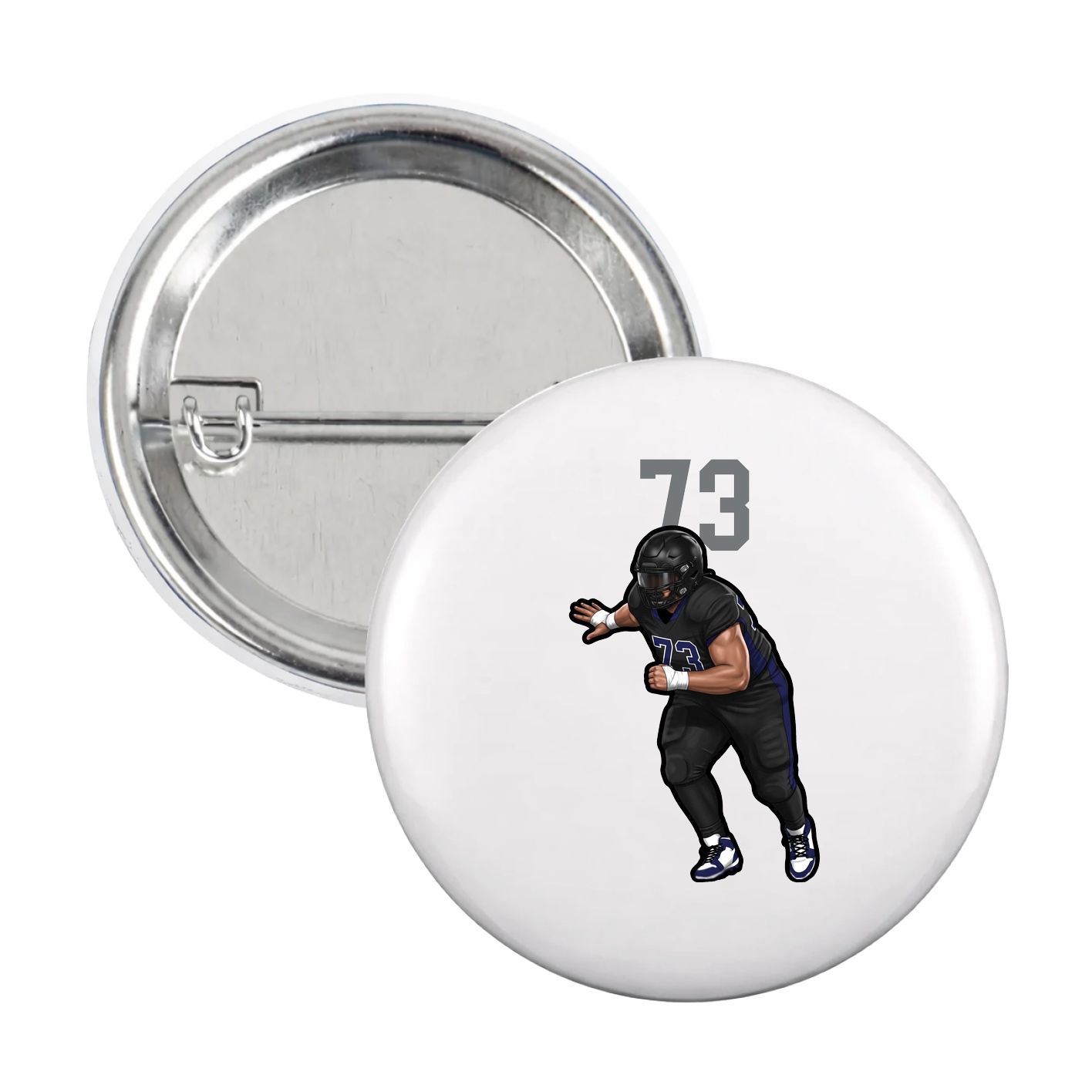 Game Day Button — Number Top in White