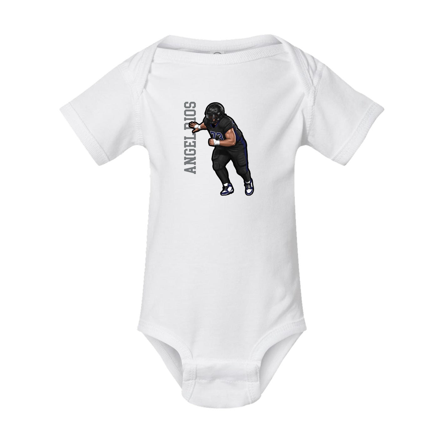 Baby Onesie — Name Vertical in White