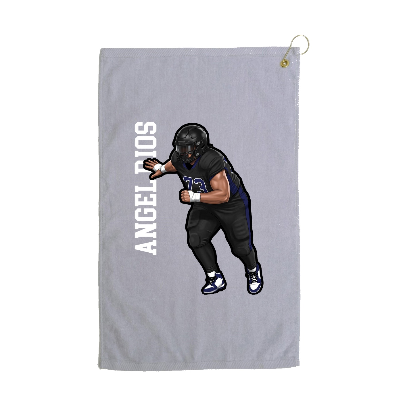 Golf Towel — Name Vertical in Grey