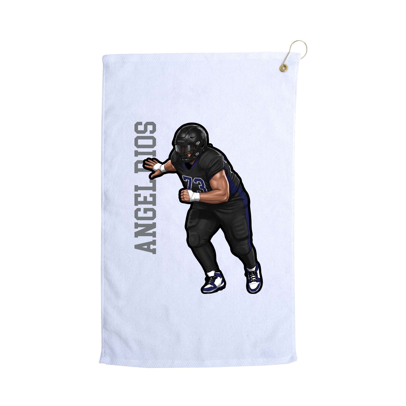 Golf Towel — Name Vertical in White