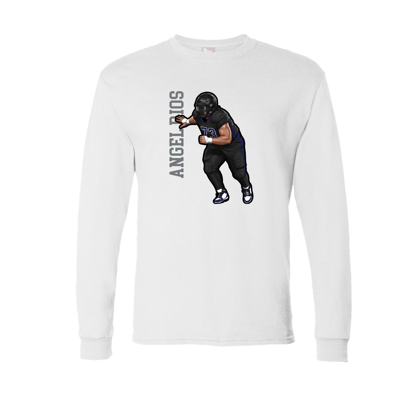 Long Sleeve Tee — Name Vertical in White