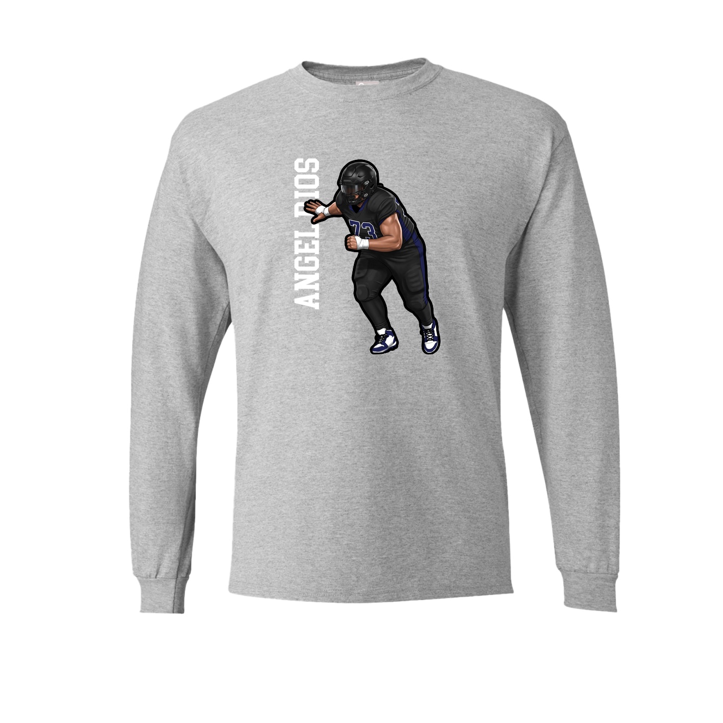 Long Sleeve Tee — Name Vertical in Grey