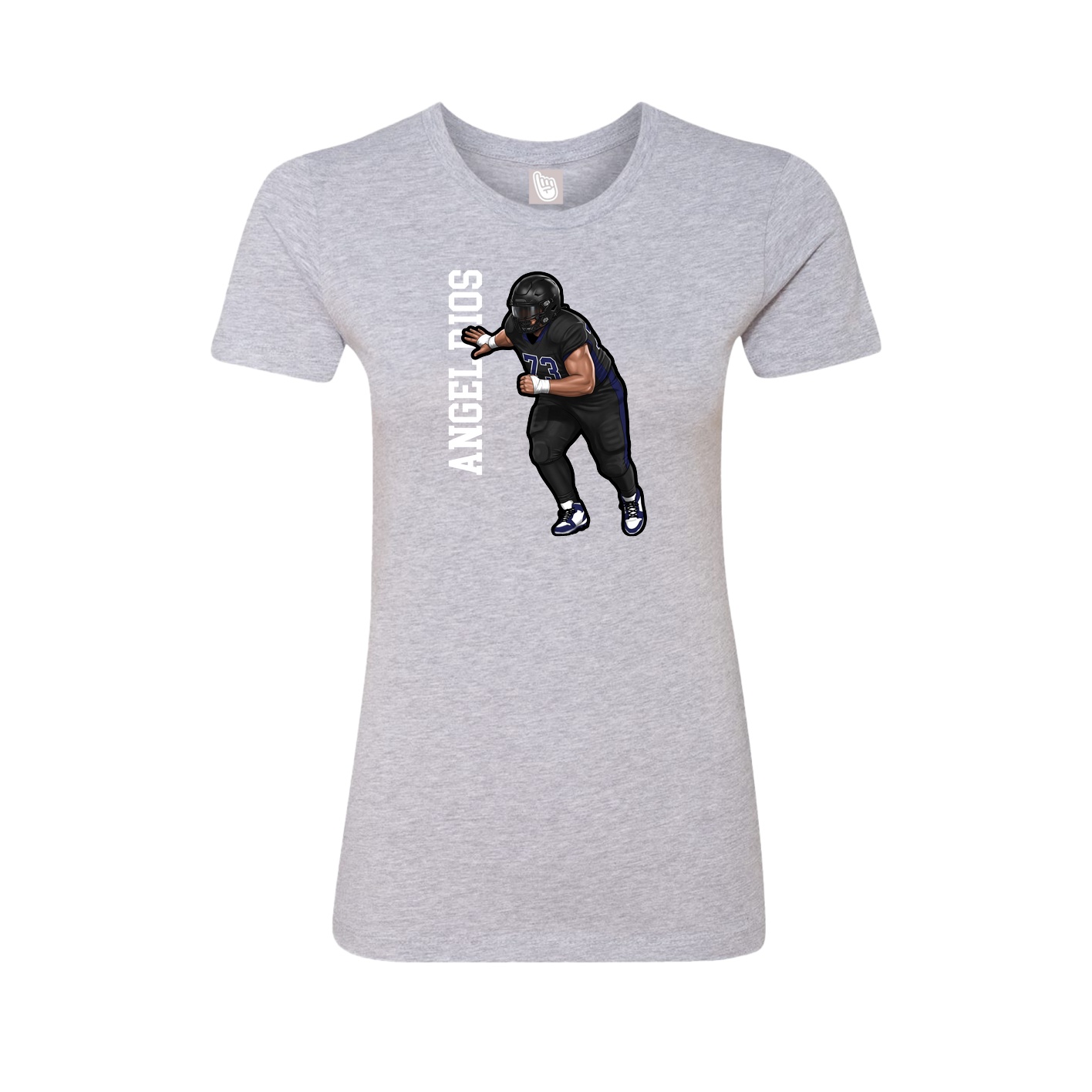 Womens Tee — Name Vertical in Grey