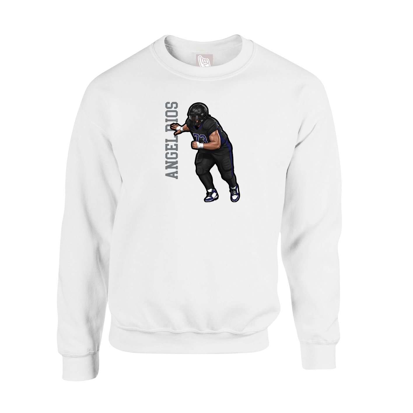Fleece Crew — Name Vertical in White