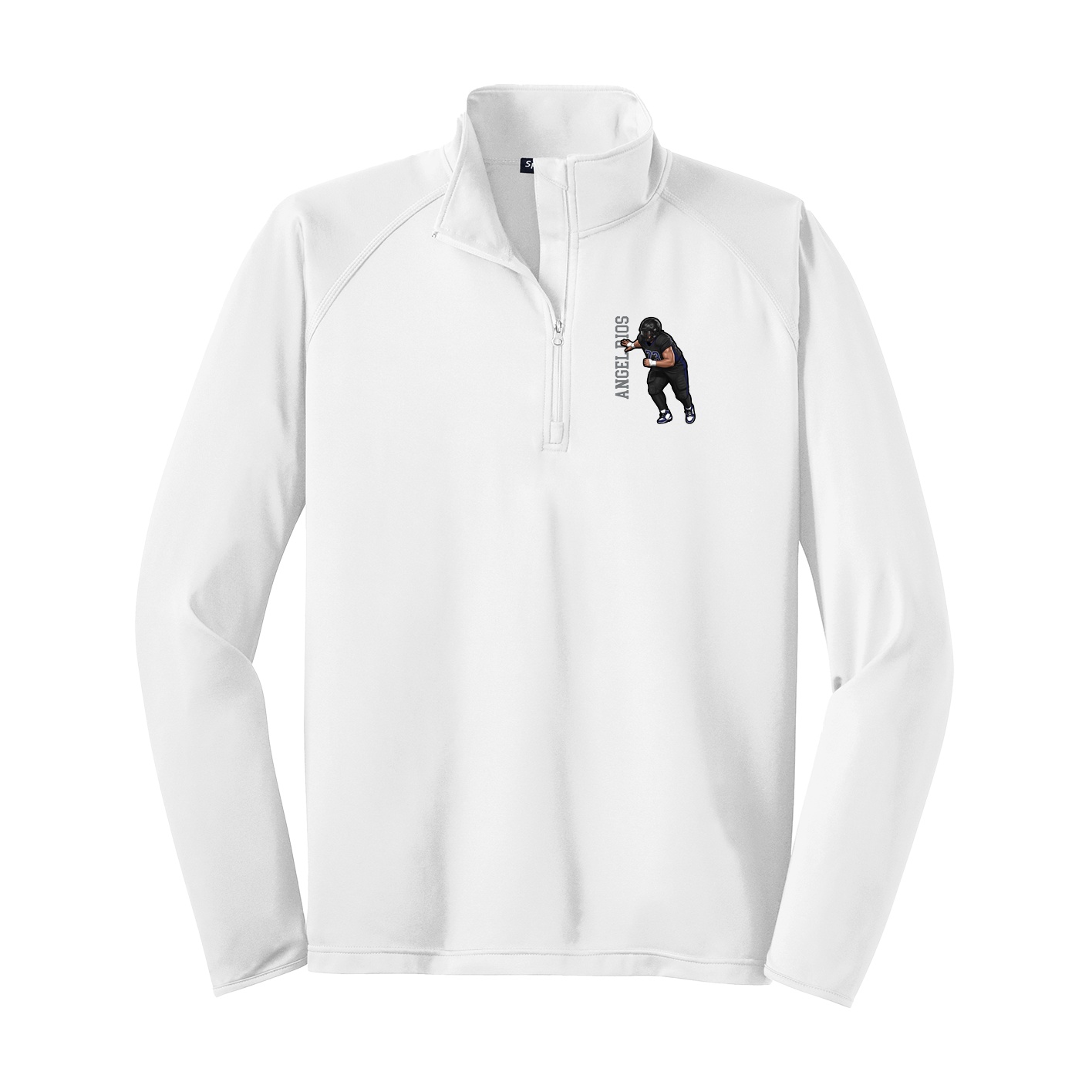 Q-Zip Pullover — Name Vertical in White