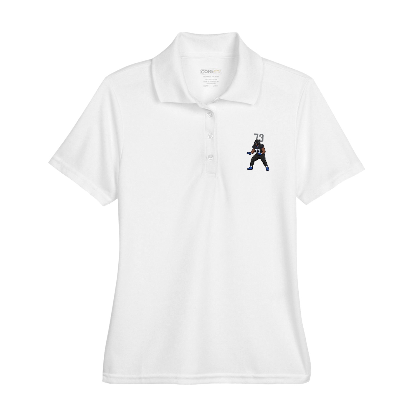 Womens Performance Polo — Number Top in White