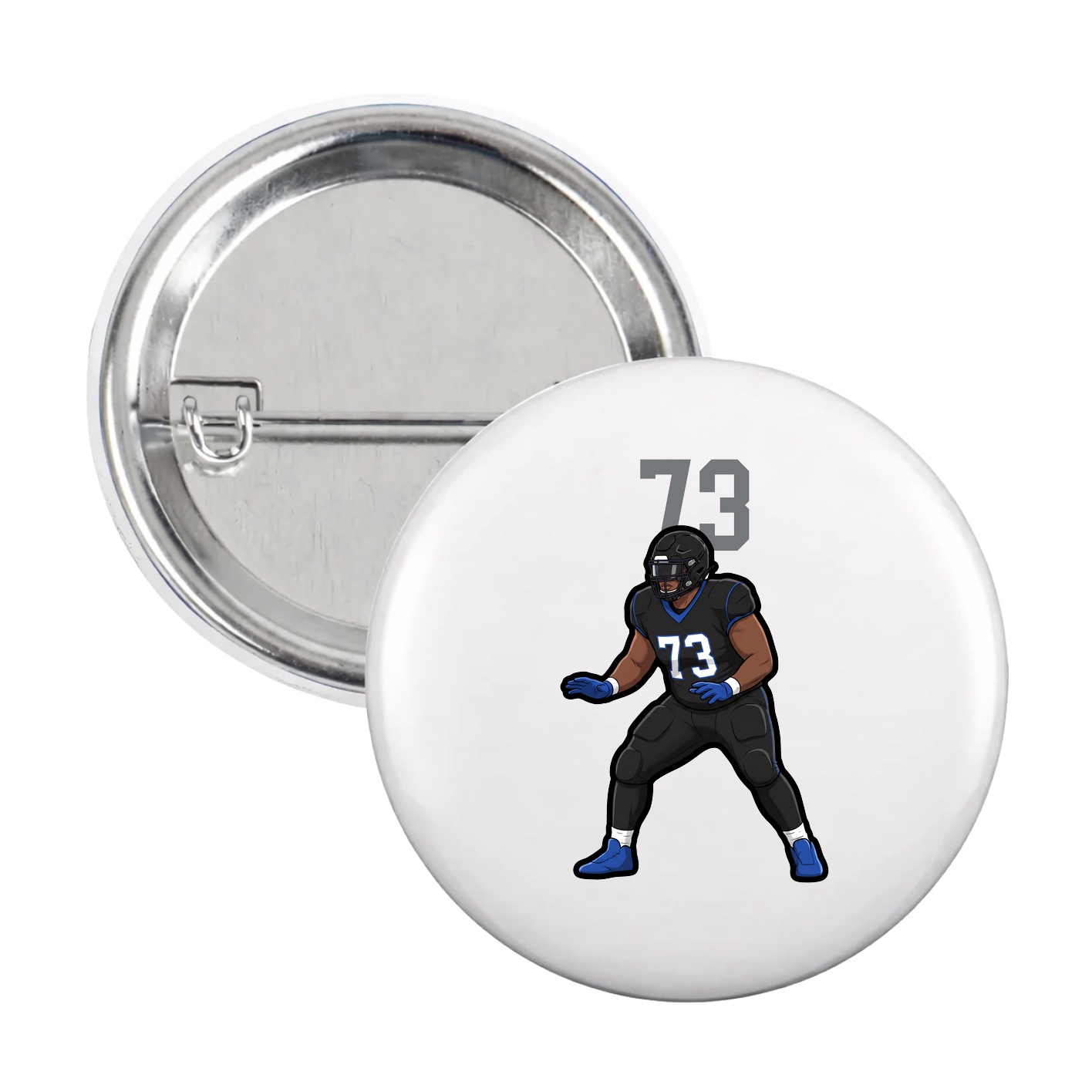 Game Day Button — Number Top in White