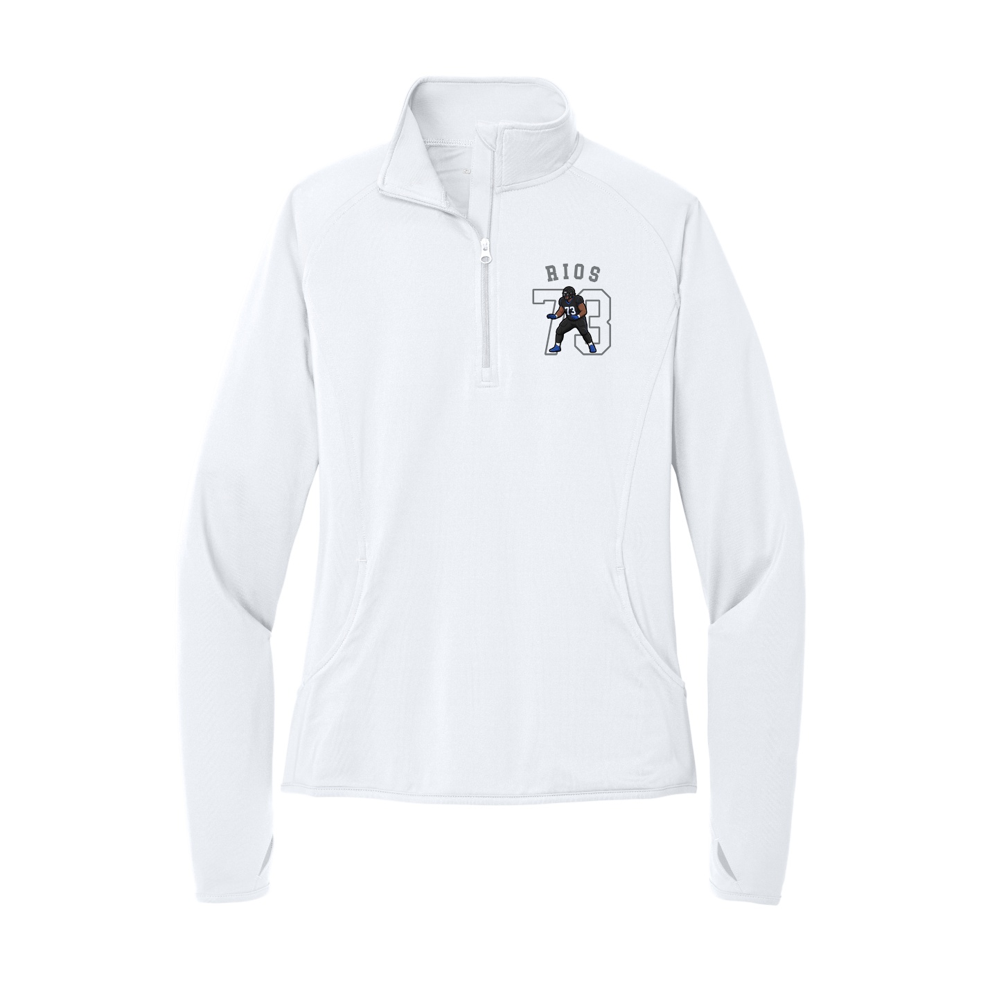Women's Q-Zip Pullover — Shirsey Arch in White