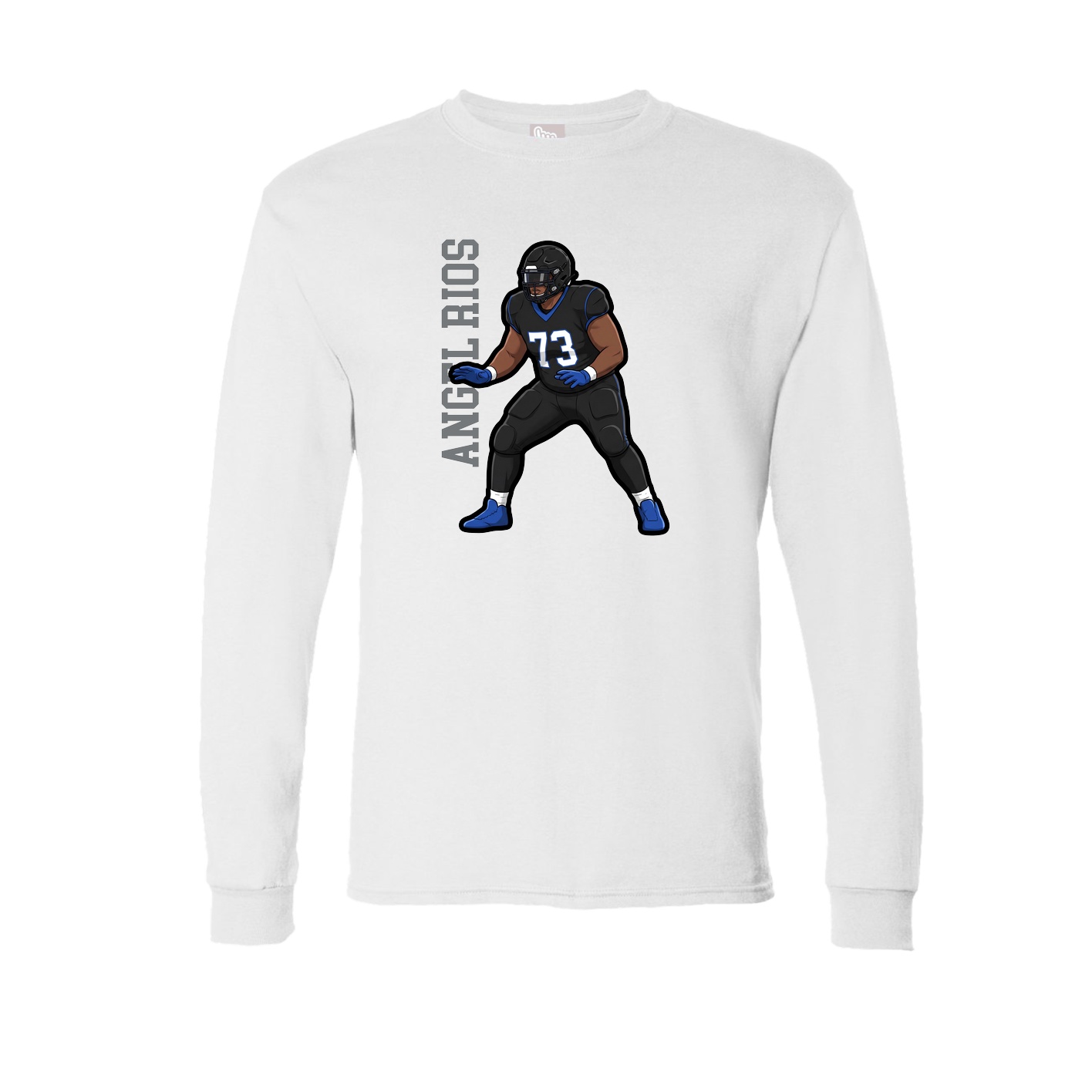 Long Sleeve Tee — Name Vertical in White