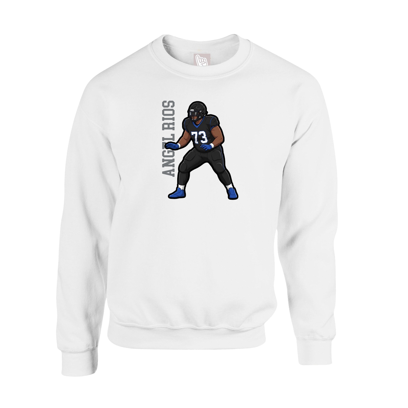 Fleece Crew — Name Vertical in White