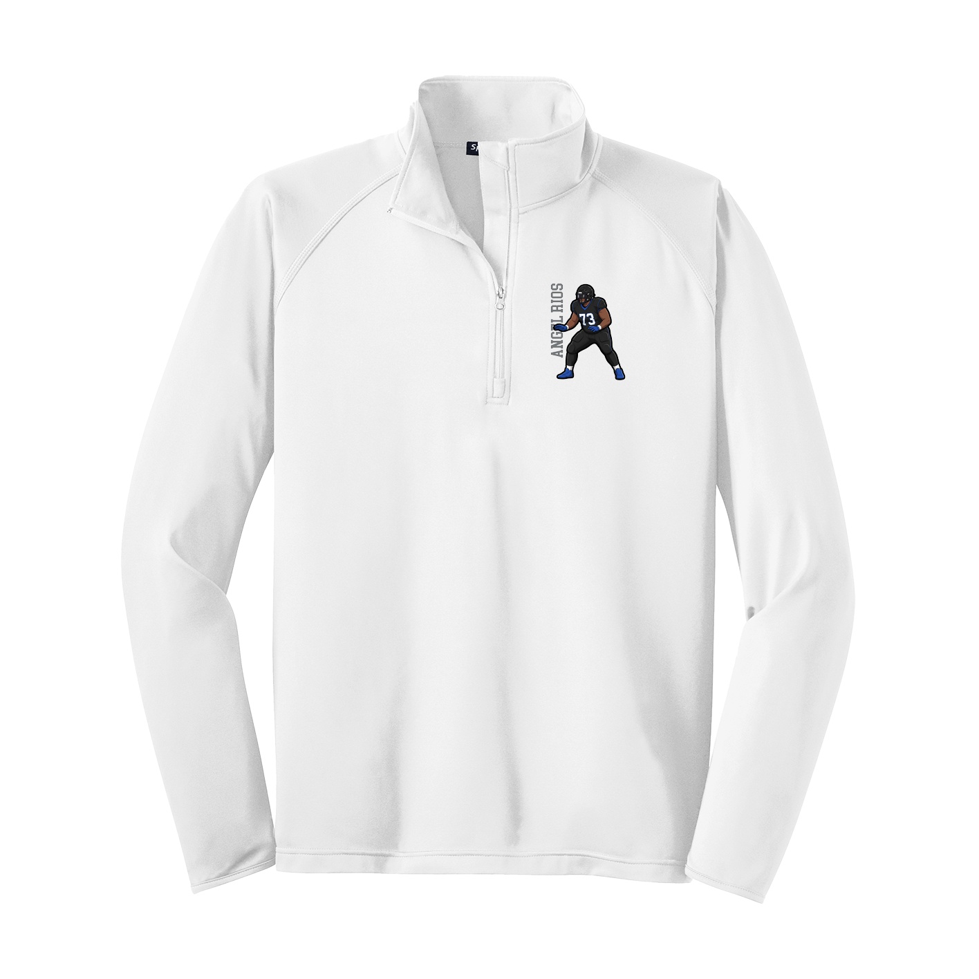 Q-Zip Pullover — Name Vertical in White
