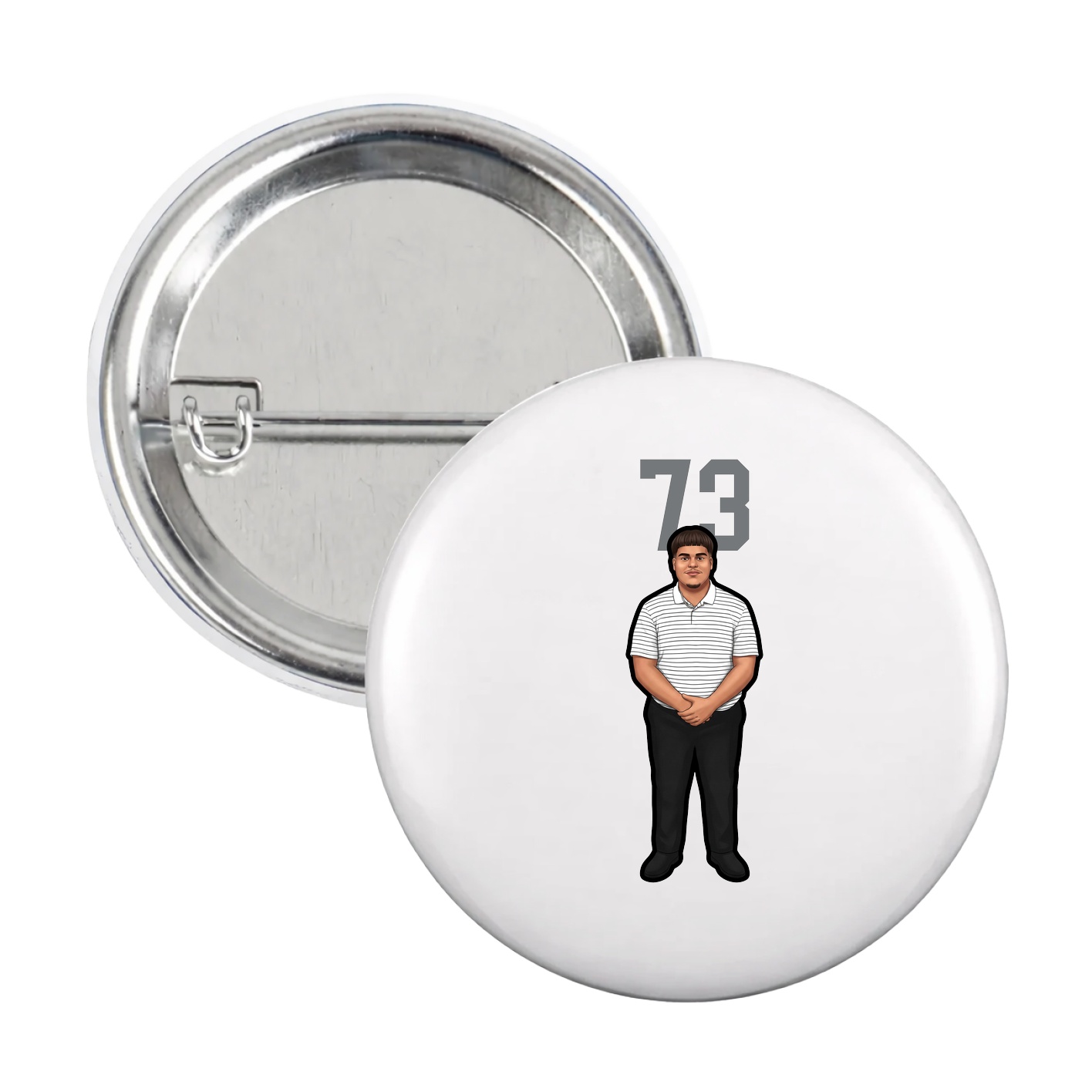 Game Day Button — Number Top in White
