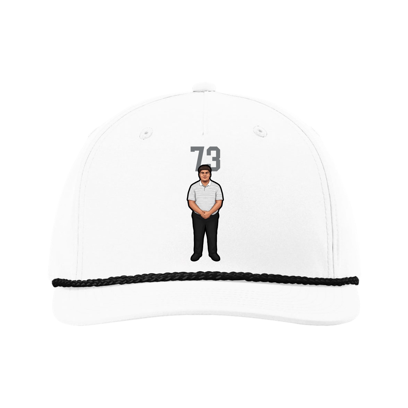Five-Panel Classic Rope Cap — Number Top in White