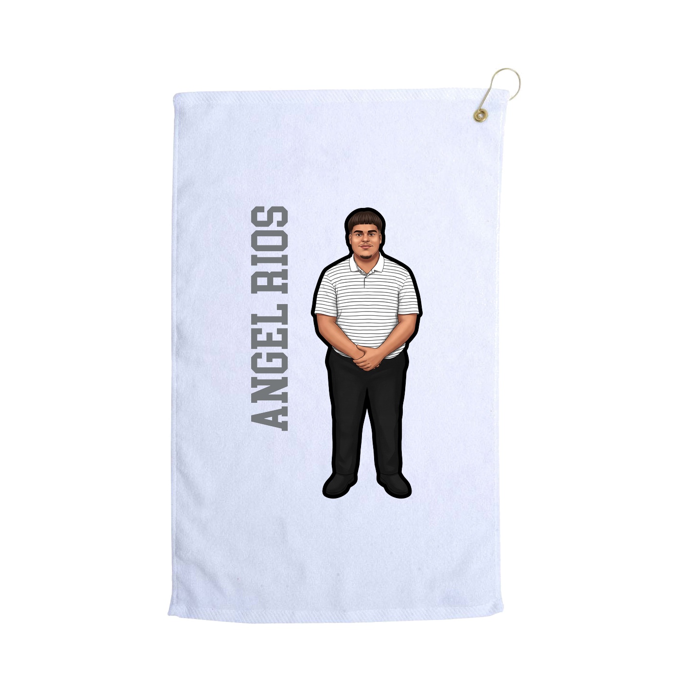 Golf Towel — Name Vertical in White