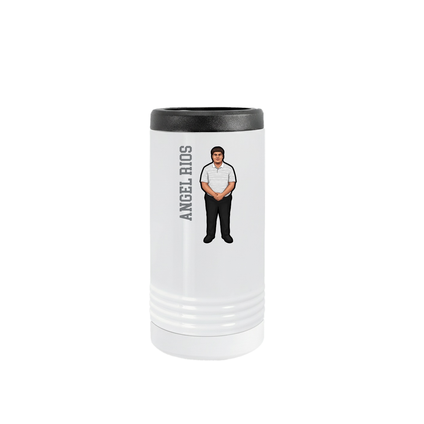 Slim Beverage Holder — Name Vertical in White