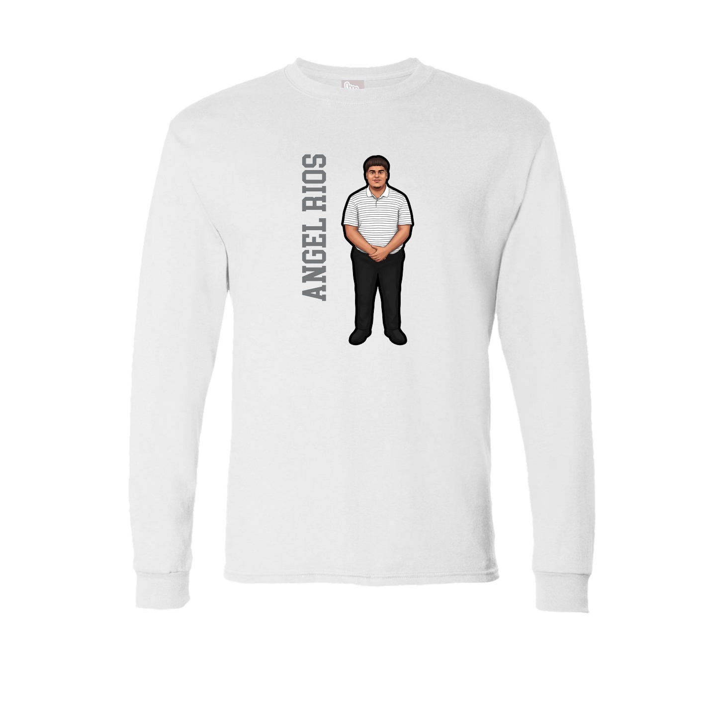 Long Sleeve Tee — Name Vertical in White