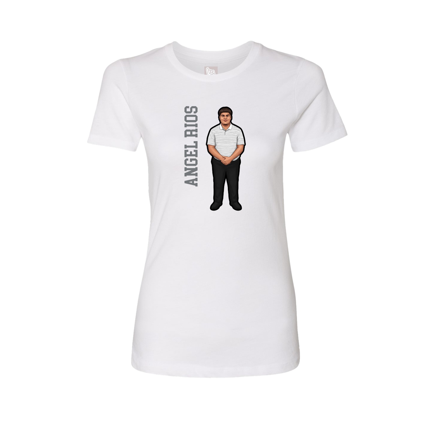 Fitted Women's Tee — Name Vertical in White