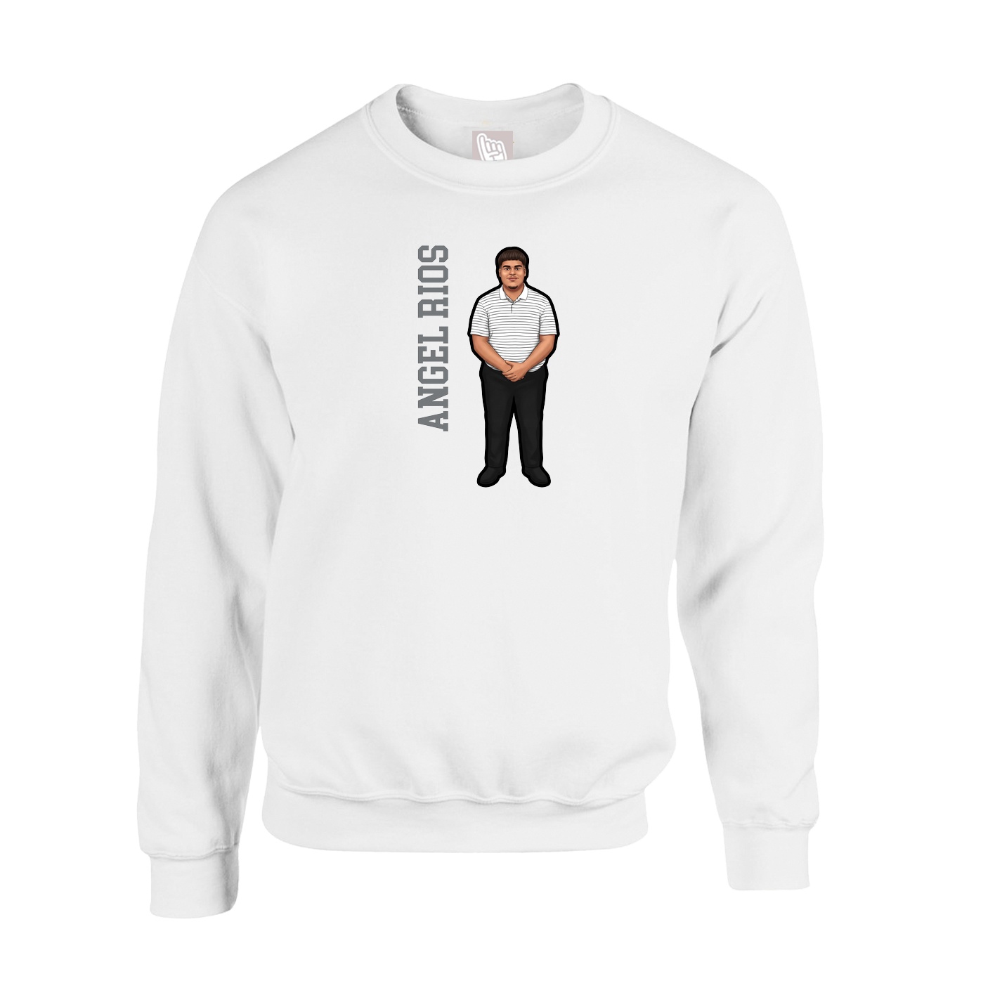 Fleece Crew — Name Vertical in White