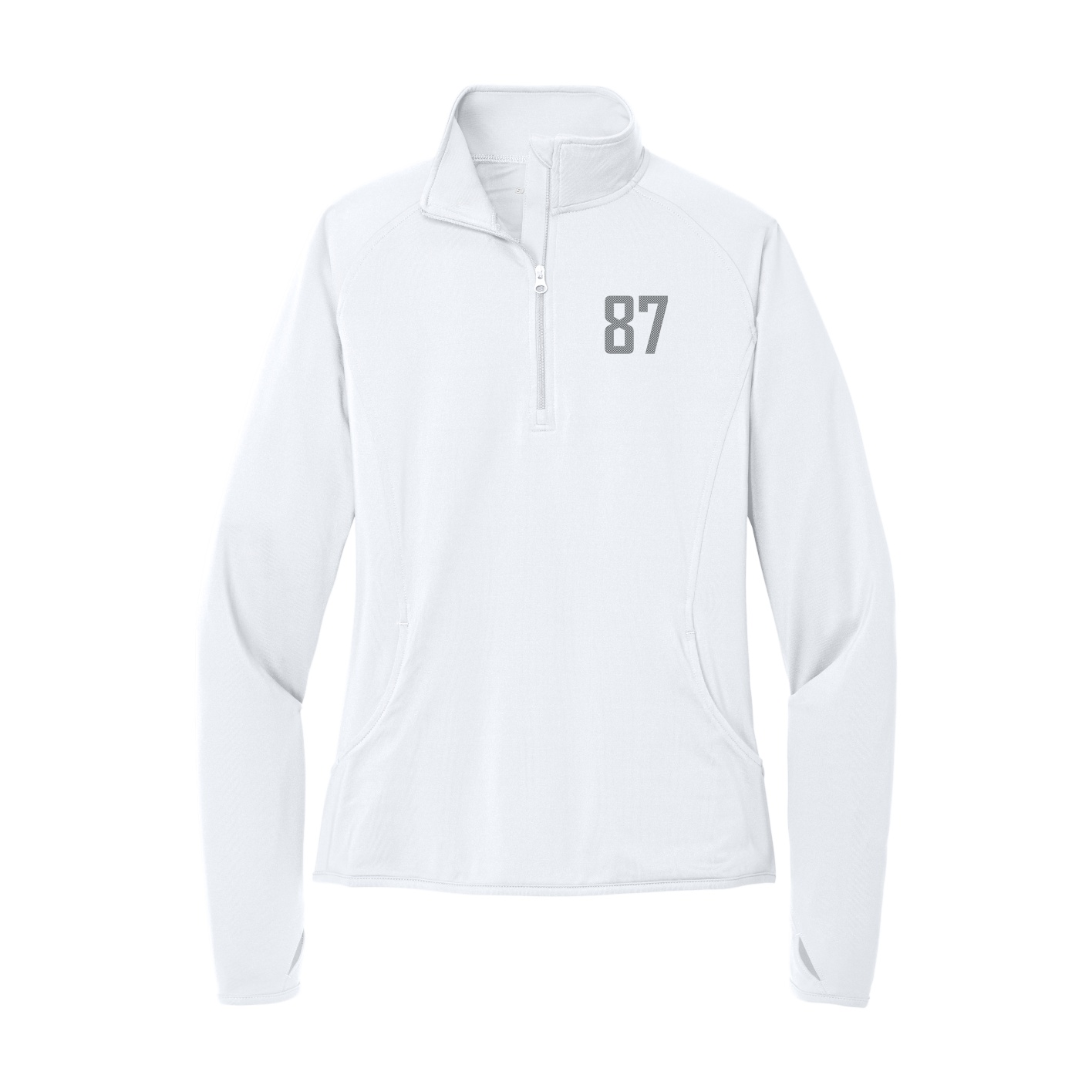 Women's Q-Zip Pullover — Front Shirsy in White
