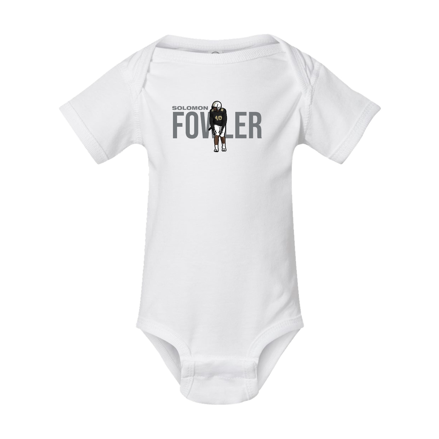 Baby Onesie — Player Name in White