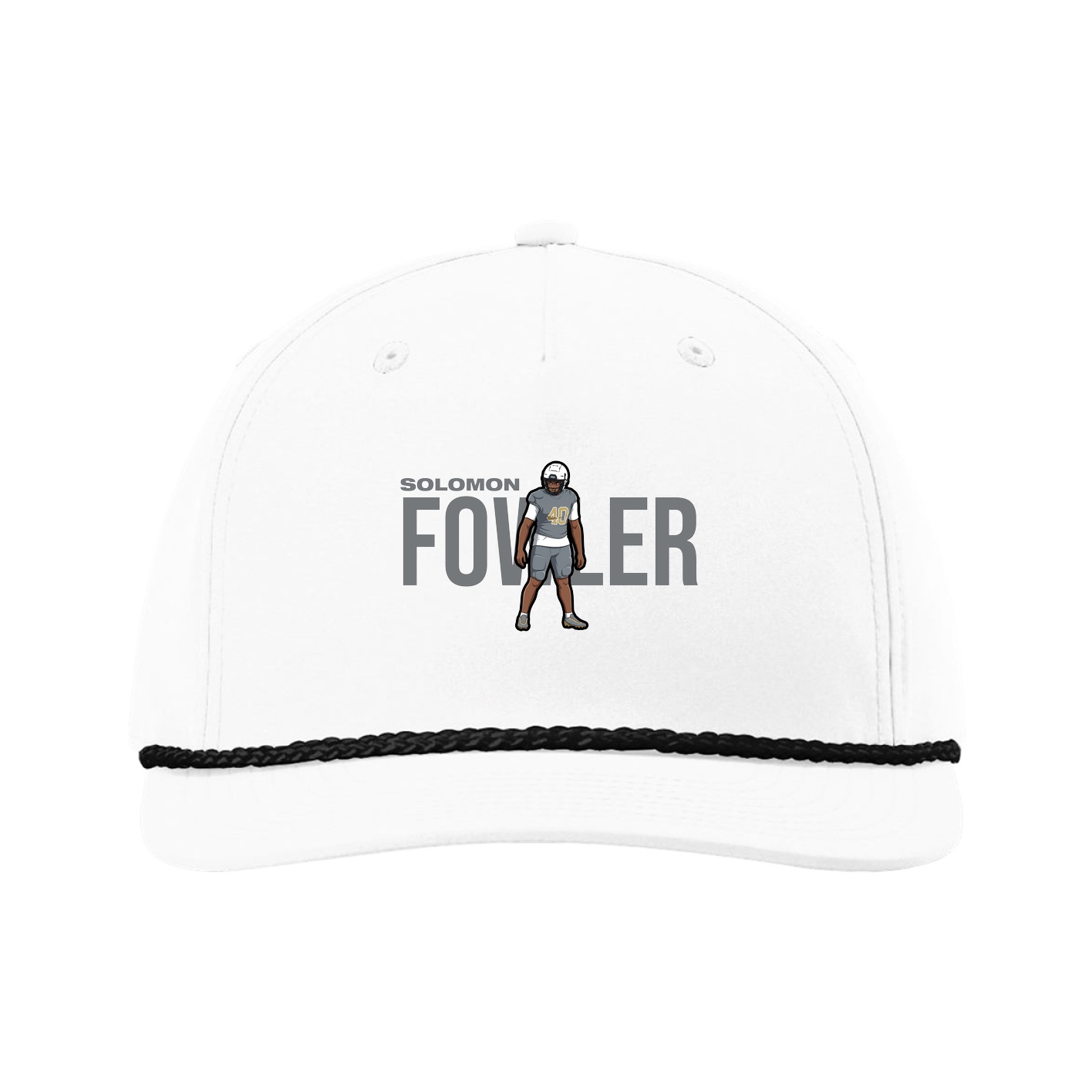 Five-Panel Classic Rope Cap — Player Name in White