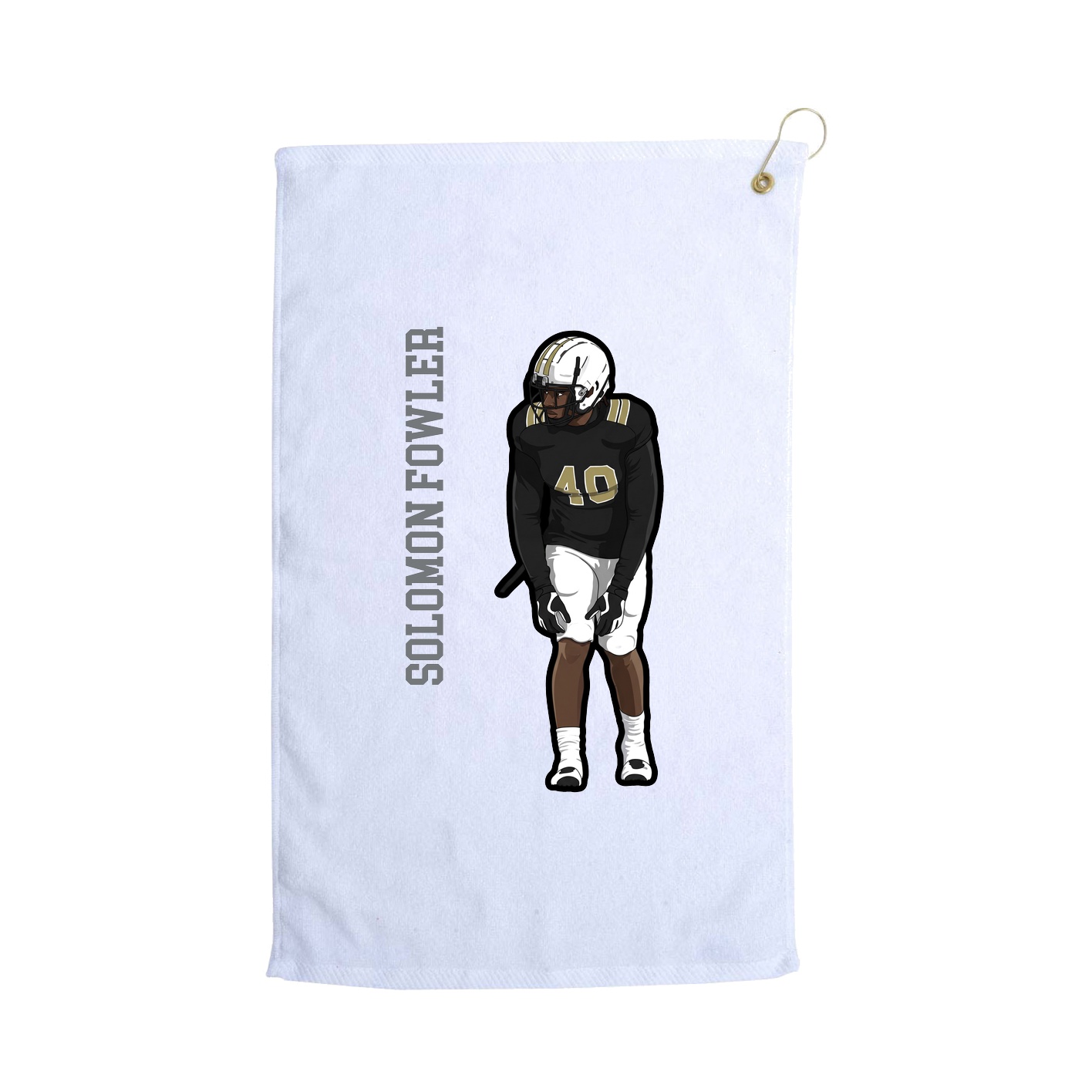 Golf Towel — Name Vertical in White