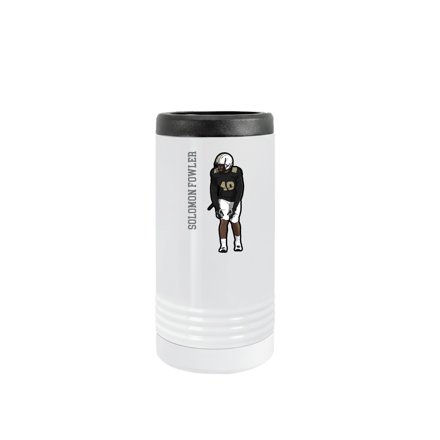 Slim Beverage Holder — Name Vertical in White