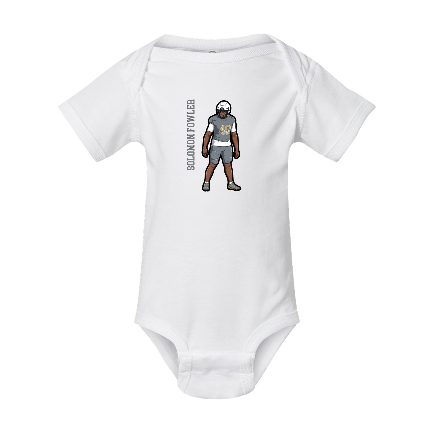 Baby Onesie — Name Vertical in White