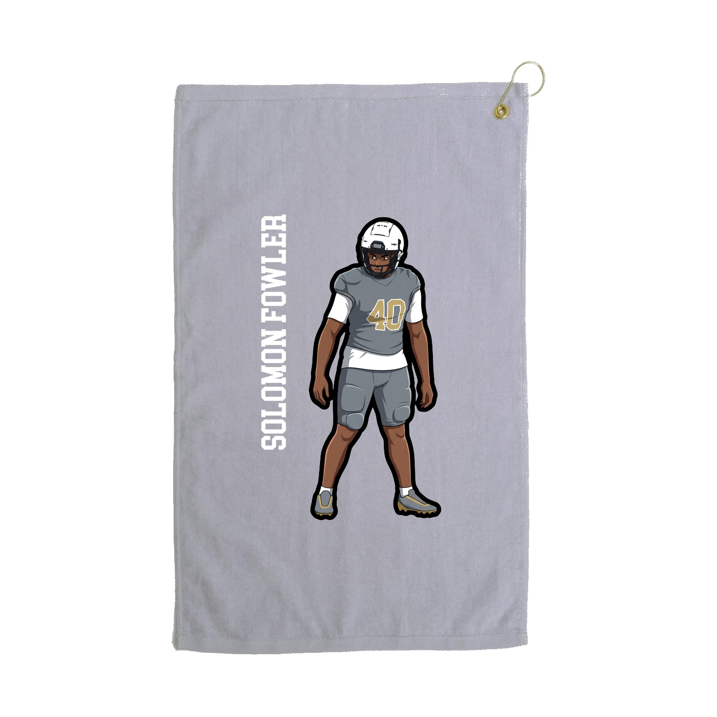 Golf Towel — Name Vertical in Grey